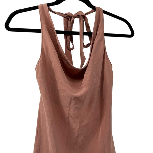 Lavender Brown Elegant Silk Halter Dress - Picture 3 of 7